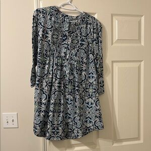 Reborn Elegant Blue and White Long Sleeve Dress